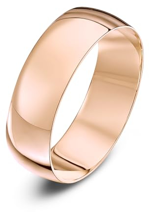 Theia Unisex Ehering 9 Karat Roségold, Massive D-Form, poliert, 6mm - Größe 65 (20.7)