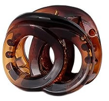 Righe e Pois - Pinza per Capelli, Mollettina con Due Cerchi in Plastica di Qualità - marrone tartarugato 3 cm - Accessorio per capelli - confezione da 1