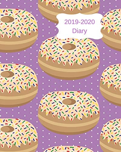 2019-2020 Diary: 8x10 day to a page academic year diary, notes, to do list & priorities on each page. Purple cover design with sprinkle doughnuts