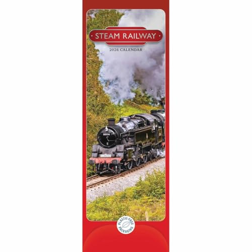 Steam Railway – Dampfeisenbahnen 2026 – Slimline-Kalender: Original Carousel Calendar [Mehrsprachig] [Kalender]