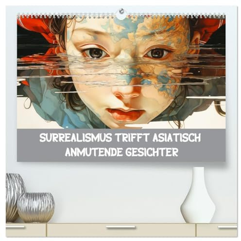 Surrealismus trifft asiatisch anmutende Gesichter (hochwertiger Premium Wandkalender 2026 DIN A2 quer), Kunstdruck in Hochglanz: Asiatische Gesichter in surrealen Welten (CALVENDO Menschen)