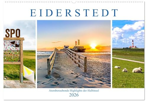 EIDERSTEDT-HIGHLIGHTS (Wandkalender 2026 DIN A2 quer), CALVENDO Monatskalender: Fastzinierende Eindrücke der Halbinsel (CALVENDO Natur)