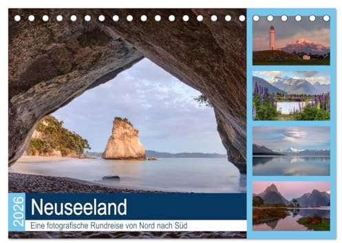 Neuseeland - Eine fotografische Rundreise von Nord nach Süd (Tischkalender 2026 DIN A5 quer), CALVENDO Monatskalender: Ein Fernweh-Land zum Träumen ... dieser Erde - Neuseeland! (CALVENDO Orte)