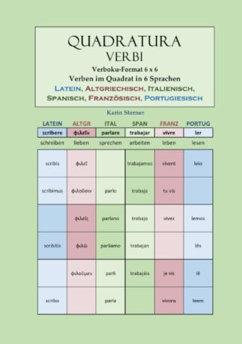 Quadratura Verbi: Verben im Quadrat in 6 Sprachen. LATEIN, ALTGRIECHISCH, ITALIENISCH, SPANISCH, FRANZÖSISCH, PORTUGIESISCH. Verbokuformat 6x6: Verben im Quadrat