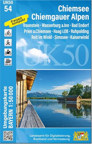 UK50-54 Chiemsee, Chiemgauer Alpen: Traunstein, Wasserburg a.Inn, Bad Endorf, Prien a.Chiemsee, Haag i.OB, Ruhpolding, Reit im Winkl, Simssee, ... Karte Freizeitkarte Wanderkarte)