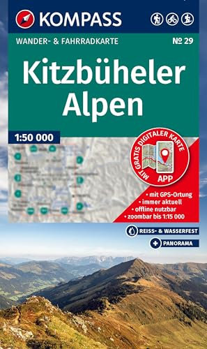 KOMPASS Wanderkarte 29 Kitzbüheler Alpen 1:50.000: Wander- und Fahrradkarte in einem - inklusive Offline-Verwendung in der KOMPASS-App. Wander-& Radwege. Panorama. Skitouren. Langlaufen. Reiten.
