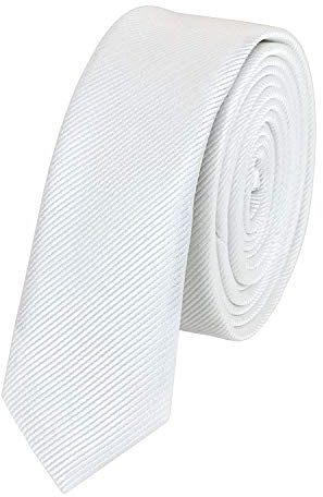 Fabio Farini Krawatte 3cm weiß unifarben, einfarbig, Schlips, Binder, schmale Krawatten