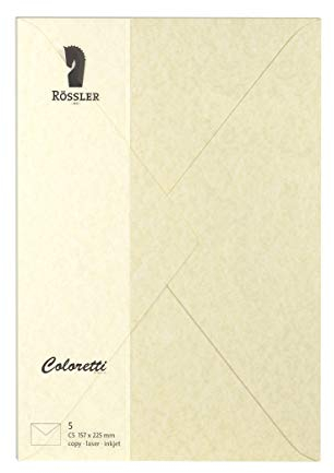 Rössler 220711922 - Coloretti Briefumschläge, 80 g/m², DIN C5, sandgelb, 5 Stück