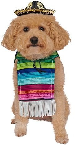 Rubies Serape and Hat Pet Costume Pet Costume for Dogs or Cats, Small