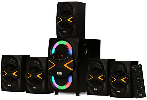 Acoustic Audio by Goldwood 5.1 Lautsprechersystem 5.1-K mit LED-Leuchten und Bluetooth-Heimkino-Lautsprechersystem, Schwarz (AA5210)