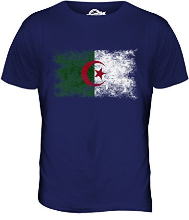 Candymix Algérie Drapeau Délavé T-Shirt Homme, Taille Small, Couleur Blu Navy