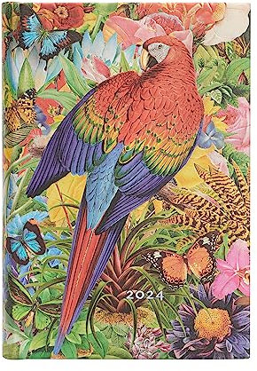 Paperblanks 12-Monatskalender 2024 Tropischer Garten | Tagesüberblick | Mini (95 × 140 mm)