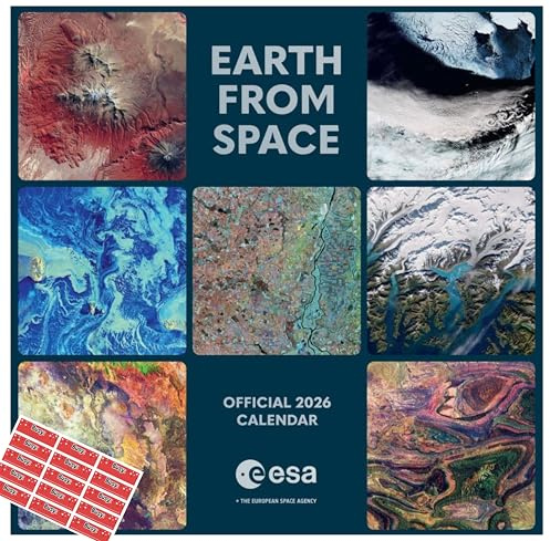 ESA Earth From Space 2026 Calendar Square Wall Calendar, Official European Space Agency Photography with FREE Organisational Stickers Included