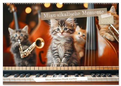 Miau-sikalische Momente (Wandkalender 2026 DIN A2 quer), CALVENDO Monatskalender: Katzenkonzert: Süße Melodien kleiner Pfoten (CALVENDO Tiere)
