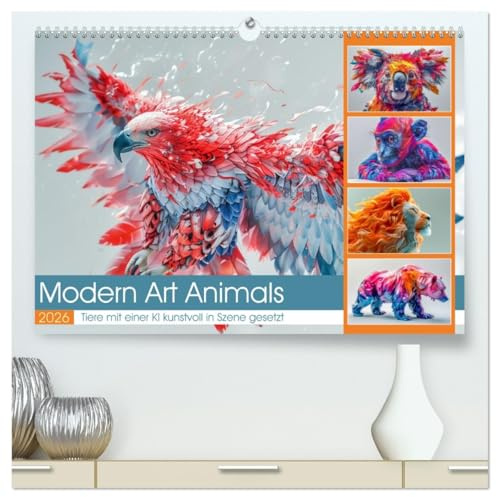 Modern Art Animals (hochwertiger Premium Wandkalender 2026 DIN A2 quer), Kunstdruck in Hochglanz: Dieser einzigartige Kalender zeigt 12 beeindruckende ... Stilen darstellen. (CALVENDO Tiere)