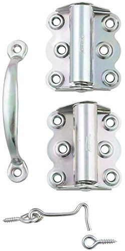 National Hardware N190-751 V92 Screen and Storm Door Hardware Set with Spring Hinges, Hook and Eye, Pull - Zinc Plated Steel for Left or Right Mount Applications