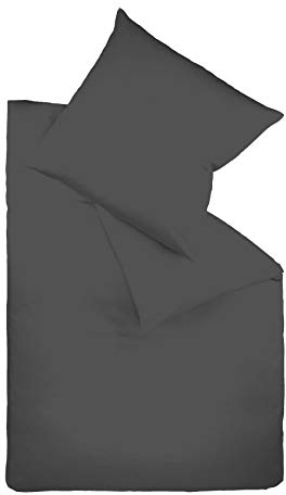 fleuresse 9200 Colours Interlock Jersey Bettwäsche aus 100% Baumwolle, Oekotex Standard 100, anthrazit, 155 x 200 cm