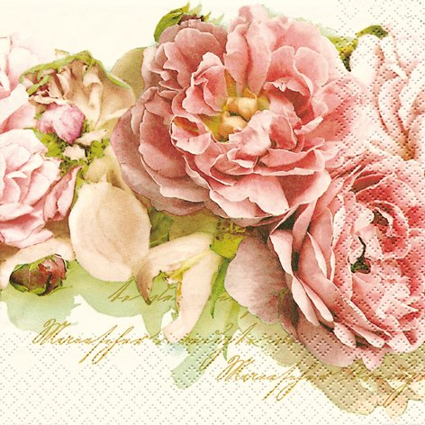 20 Servietten Mary Roses Edle Rosen/Blumen 33x33cm
