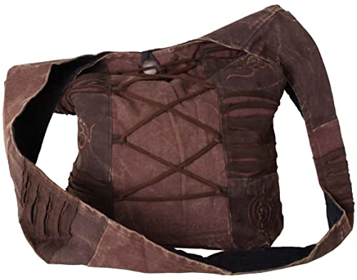 Vishes Damen Yogitasche Stonewash Tragetasche Umhängetasche Damentasche Beuteltasche Baumwolle braun