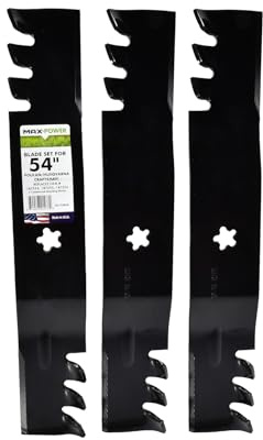 MAX POWER 561738XB, 3-teiliges Mulchmesserset für 137 cm Schnitt, passend für Craftsman, Husqvarna, Poulan, kompatibel mit OEM-Nr. 187254, 187255, 187256, 532187255, 532187256