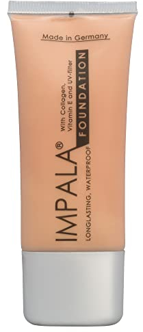 Impala - Lang Haltende Foundation | Vollständig Deckende Foundation | Wasserfeste Foundation | Kollagen und Vitamin E | Sonnenschutz Foundation | UV Licht Filter | Farbe 03