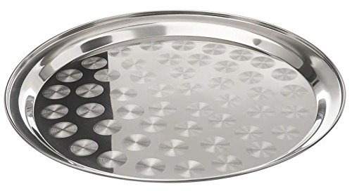 Stainless Steel Round 30cm Serving Food Dish Thali Indian Balti Dinner Plate Party Restaurant Bar Waiters Cocktail Drink Mess Tray