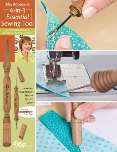Alex Anderson's 4-in-1 Essential Sewing Tool: Includes Seam Ripper, Stiletto, Presser, Turner