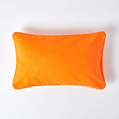 Homescapes orange Kissenhülle 30 x 50 cm, Deko-Kissenbezug mit Reißverschluss aus 100% Baumwolle, unifarbener Zierkissenbezug für Dekokissen und Sofakissen