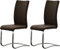 möbelando Schwingstuhl Stuhl Schwinger Esszimmerstuhl Freischwinger Echtleder Muvo II (2er Set) (Braun)