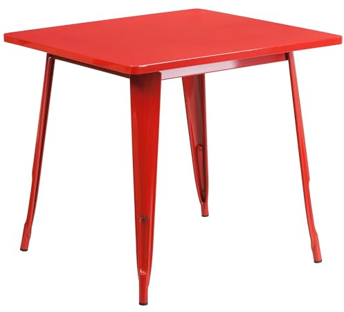 Flash Furniture Felix Tisch für Innen- und Außenbereich, 80 cm, quadratisch, Rot