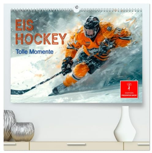 Eishockey - tolle Momente (hochwertiger Premium Wandkalender 2026 DIN A2 quer), Kunstdruck in Hochglanz: Die schnellste Eis-Sportart bietet rassige Zweikämpfe. (CALVENDO Sport)