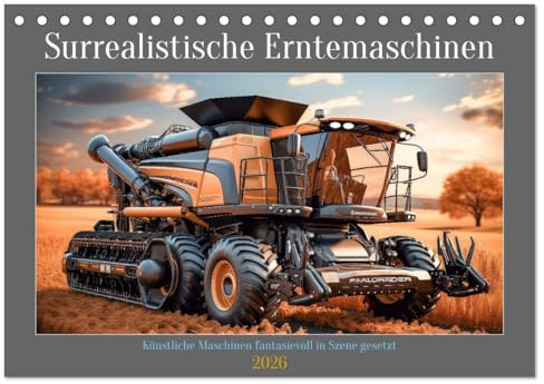 Surrealistische Erntemaschinen (Tischkalender 2026 DIN A5 quer), CALVENDO Monatskalender: Die hier gezeigten Erntemaschinen sind einzigartige und ... faszinieren. (CALVENDO Technologie)