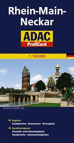 ADAC ProfiCard Rhein-Main-Neckar 1:100 000: Durchfahrtskarte: Gewerbe- und Industriegebiete, Staubereiche, Sehenswürdigkeiten (ADAC ProfiCard 1:100.000)