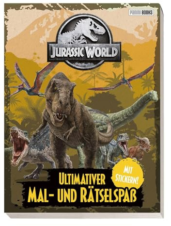 Jurassic World: Ultimativer Mal- und Rätselspaß: Malblock mit 1 Stickerseite