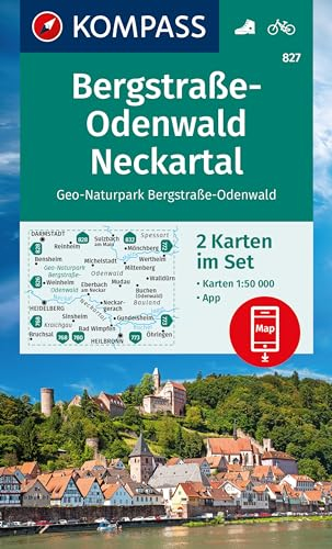KOMPASS Wanderkarten-Set 827 Bergstraße-Odenwald, Neckartal, Geo-Naturpark Bergstraße-Odenwald (2 Karten) 1:50.000: inklusive Karte zur offline Verwendung in der KOMPASS-App. Fahrradfahren.