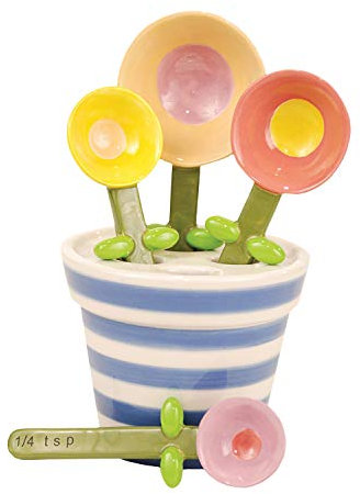 180 Degrees Flower Pot Measuring Spoon Baking Set, Ceramic