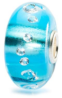 Trollbeads Damen-Bead Muranoglas Diamanten Eisblau 925 Sterling Silber TGLBE-00040