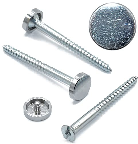 4 x Chrome Mirror Discs with 1 1/2 Screws, FIXINGS Bathroom Mirrors