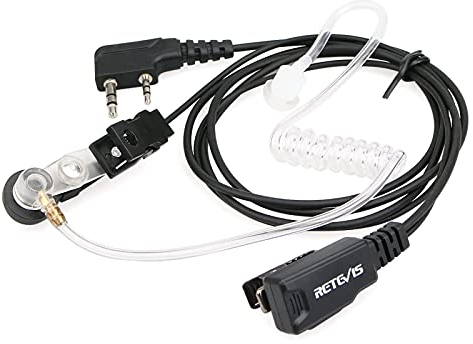 Retevis 2 Pin Walkie Talkie Earpiece with Mic,Radio Acoustic Tube Security Headset Compatible RT24 RT27 RT622 RT619 RT617 Baofeng UV-5R BF-888S Kenwood eSynic HYT etc(1 Pcs)