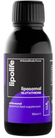 Lipolife Liposomal Glutathione Liquid 150ml – Unflavoured | High Strength Bioavailable Antioxidant | 450mg Setria GSH per 5ml | 30 Servings | Unflavoured | Premium Quality