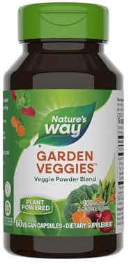 Nature's Way Garden Veggies, Vegetable Supplement Capsules, Plant-Powered Powder Blend Made with 12 Different Vegetables, Green Superfood Veggie Blend for Daily Wellness, 60 Capsules