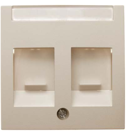Tapa central con protección de suciedad y portaetiquetas doble, series berker S.1/ B.3/ B.7 de hager, blanco brillo