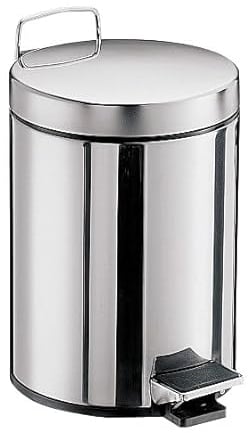 Emco System 2 Kosmetikeimer, Inhalt 5 Liter, rund, Edelstahl, Treteimer mit Deckel, Abfallbehälter – 355300000