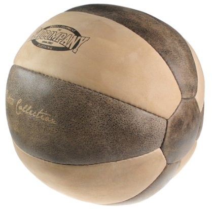 Bad Company I Retro Medizinball 9 Kg I Vollball aus Leder I Braun