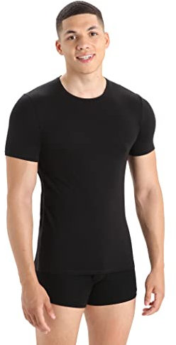 Icebreaker Herren Anatomica Crewe T-Shirt - Funktionsshirt Herren - Merinowolle Unterwäsche - Schwarz, XXL