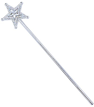 Bristol Novelty Varita BA350 con Estrella Gema, Mujer, Plata/Transparente, Talla única