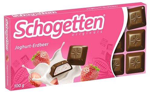 Schogetten Joghurt-Erdbeer 100g Schokoladentafel, praktisch einzeln portioniert. Ein Genuss. Stück für Stück