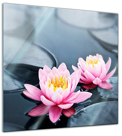 Bilderdepot24 Glasbild - Lotusblüte - 30x30 - Deko Glas - Wandbild aus Glas - Bild auf Glas - moderne Bilderdepot24 Glasbilder - Glasfoto - Echtglas