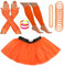 REDSTAR FANCY DRESS - Tutu-Röckchen, Beinstulpen, Netzhandschuhe, Perlenkette, schmale Gummiarmbänder und breite Armbänder - Neonfarben - Orange - 32-38