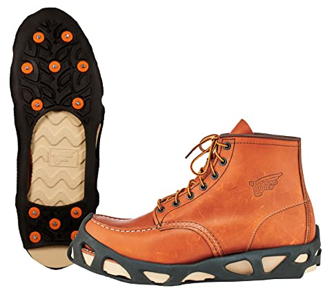 Ergodyne TREX 6304 Performance Traction Cleat Grips Ice and Snow, One-Piece Easily Attaches Over Shoe/Boot with Carbon Steel Spikes to Provide Anti-Slip Solution, Large,Black